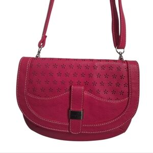 Grace Adele Pink Small Convertible Clutch Crossbody Bag With Floral Detail